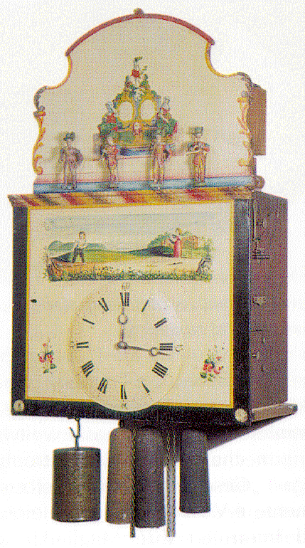 Schwarzwälder Flötenuhr mit Figurenautomaten,
 um 1840